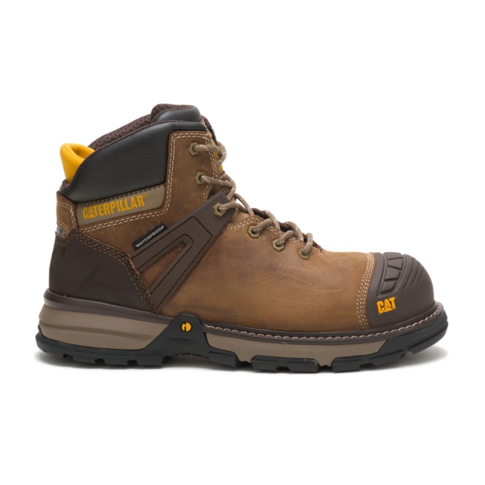 Beige Foncé Pelle Pour Hommes Superlite Imperméable à Leau Bottes De Travail Chaussures De Chat