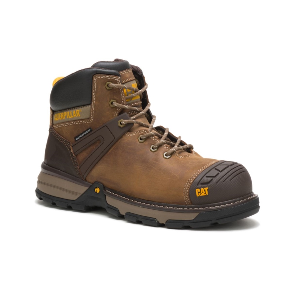 Beige Foncé Pelle Pour Hommes Superlite Imperméable à L\eau Bottes De Travail Chaussures De Chat