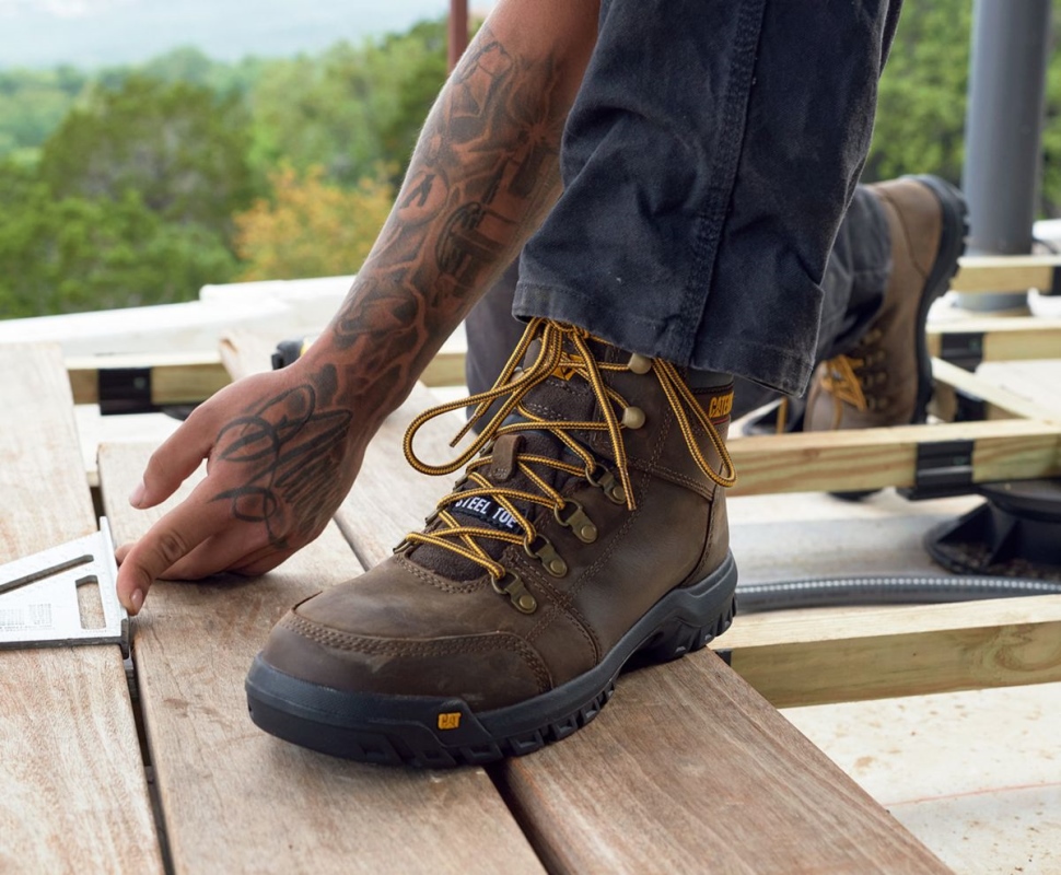 Botte De Travail à Bout En Acier Noir Pour Hommes Chaussures De Chat