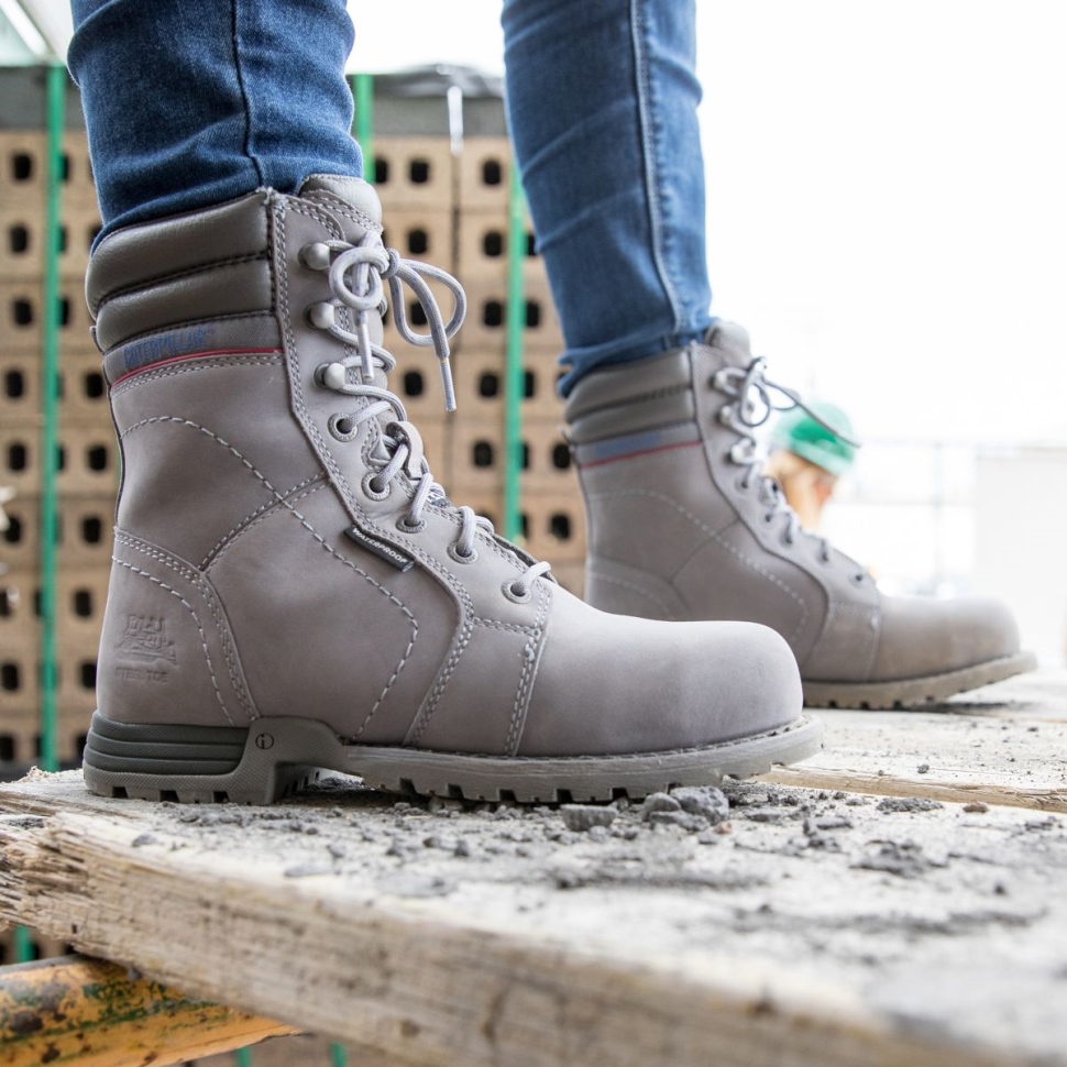 Bottes De Travail Imperméables à Embout D\acier Echo Pour Femmes Gris Givré Chaussures De Chat