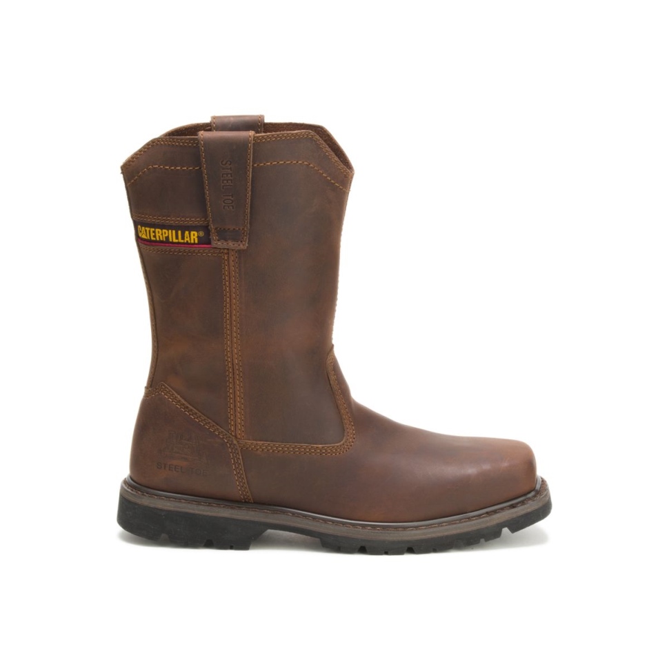 Bottes De Travail Wellston Marron Foncé Pour Hommes à Bout En Acier Chaussures De Chat