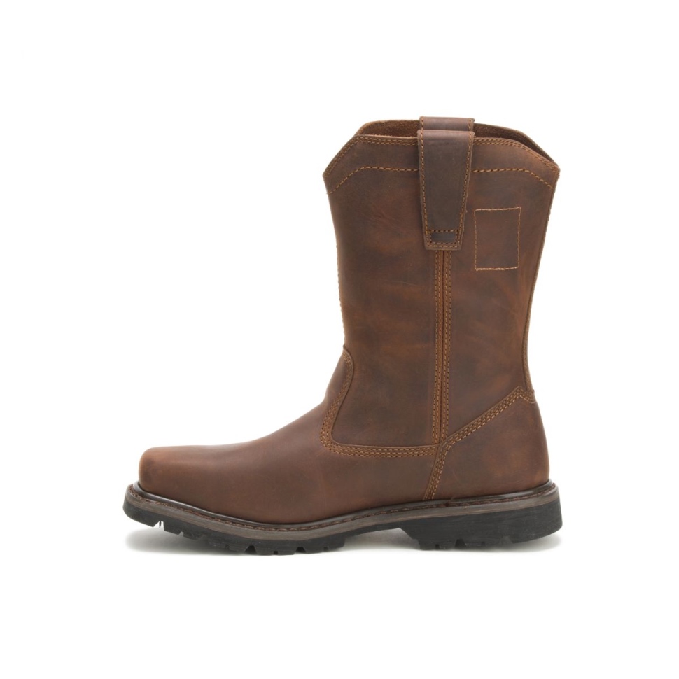 Bottes De Travail Wellston Marron Foncé Pour Hommes à Bout En Acier Chaussures De Chat