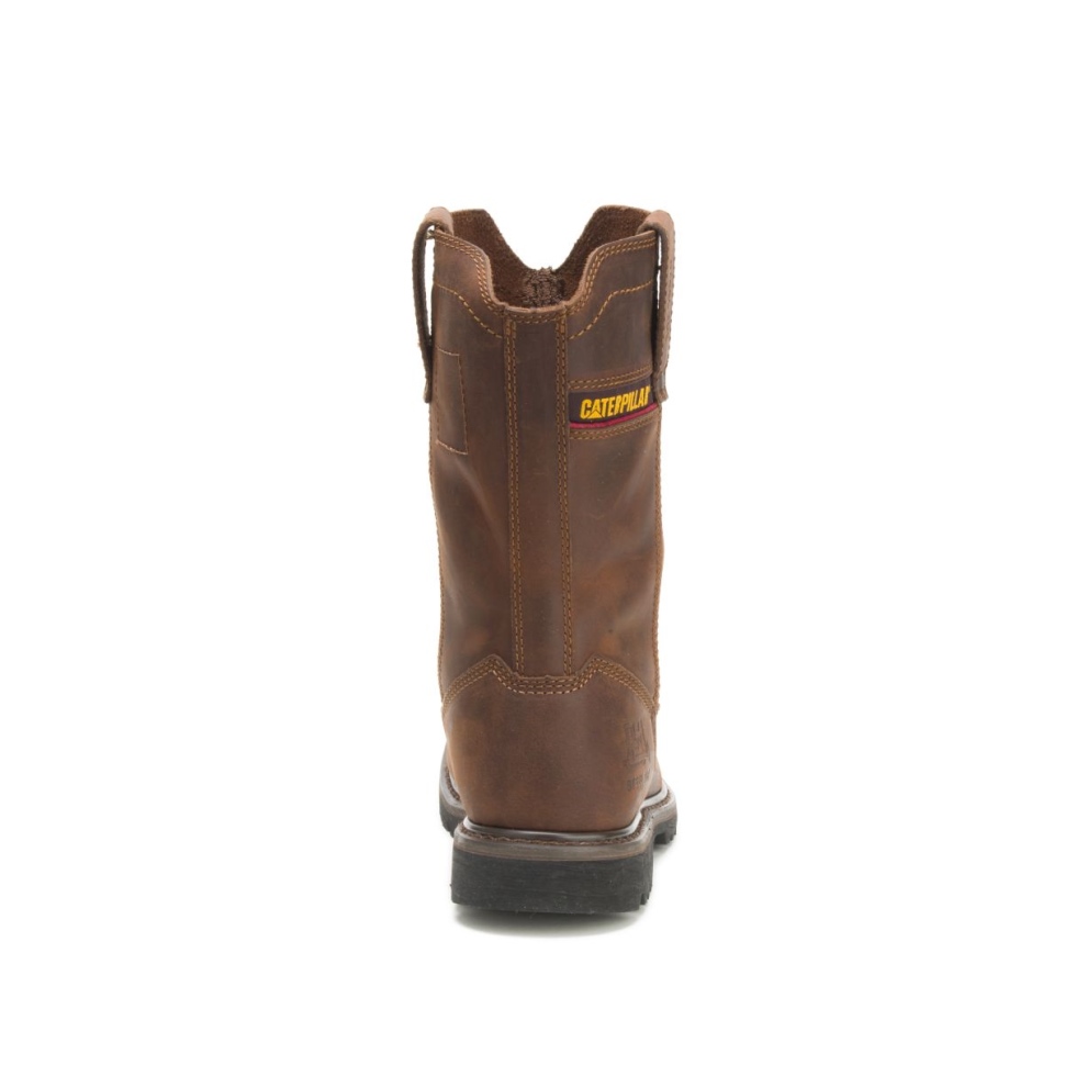 Bottes De Travail Wellston Marron Foncé Pour Hommes à Bout En Acier Chaussures De Chat