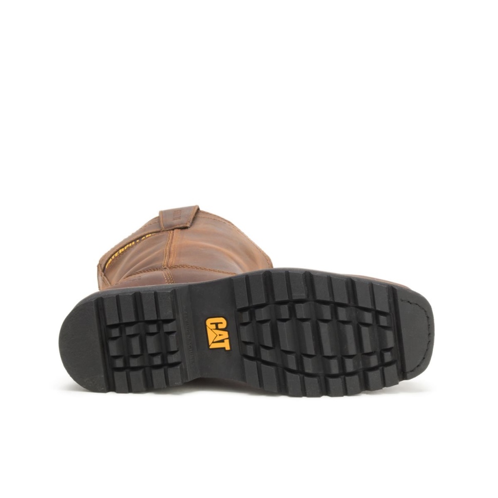 Bottes De Travail Wellston Marron Foncé Pour Hommes à Bout En Acier Chaussures De Chat