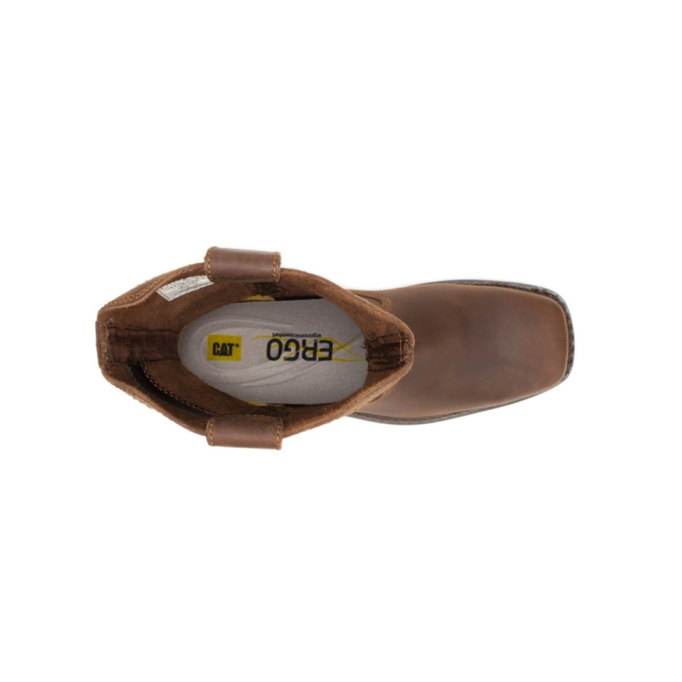 Bottes De Travail Wellston Marron Foncé Pour Hommes à Bout En Acier Chaussures De Chat