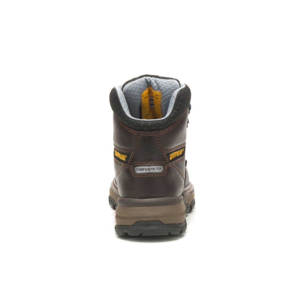 Cat Chaussures Femmes Pelle Superlite Cool Carbone Composite Orteil Botte De Travail Marron Foncé