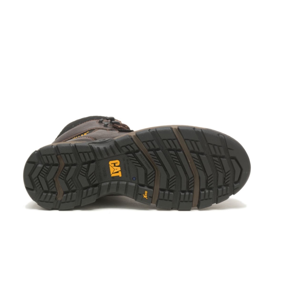 Cat Chaussures Femmes Pelle Superlite Cool Carbone Composite Orteil Botte De Travail Marron Foncé