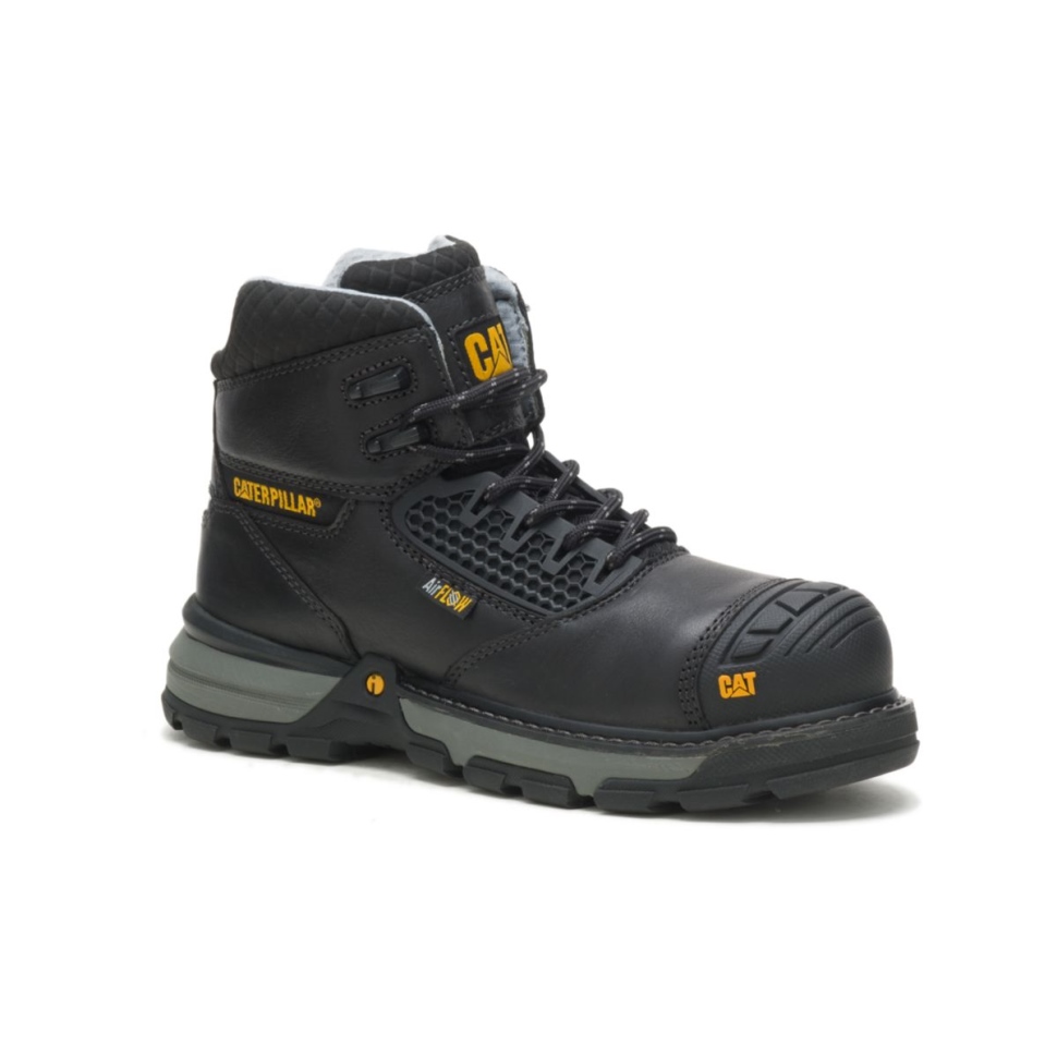 Cat Chaussures Noir Femme Pelle Superlite Cool Botte De Travail En Composite De Carbone