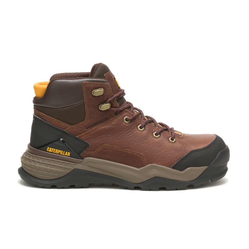 Cat Chaussures Pour Hommes Provoque Mi Imperméable Alliage Orteil Botte De Travail Chêne
