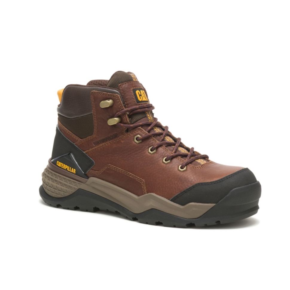 Cat Chaussures Pour Hommes Provoque Mi Imperméable Alliage Orteil Botte De Travail Chêne