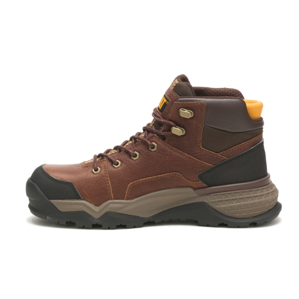 Cat Chaussures Pour Hommes Provoque Mi Imperméable Alliage Orteil Botte De Travail Chêne