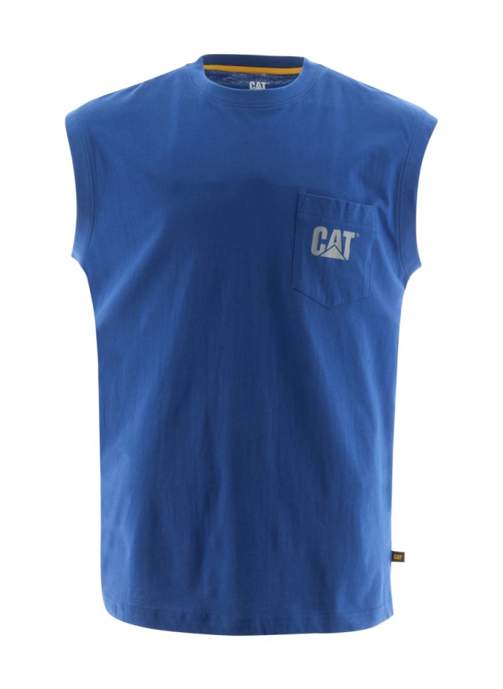 Cat Shoes Bleu Vif T-shirt à Poche Sans Manches Pour Hommes