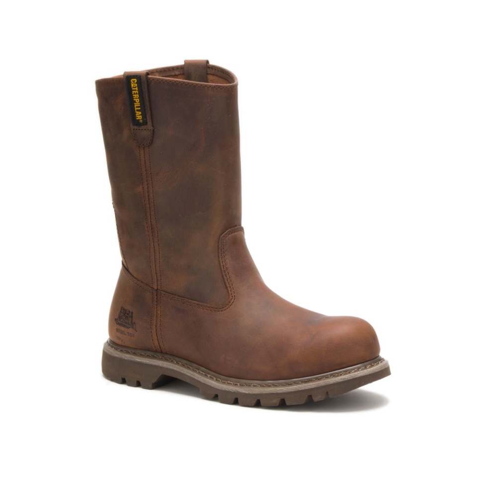 Cat Shoes Bottes De Travail Revolver à Embout D\acier Pour Femmes Beige Foncé