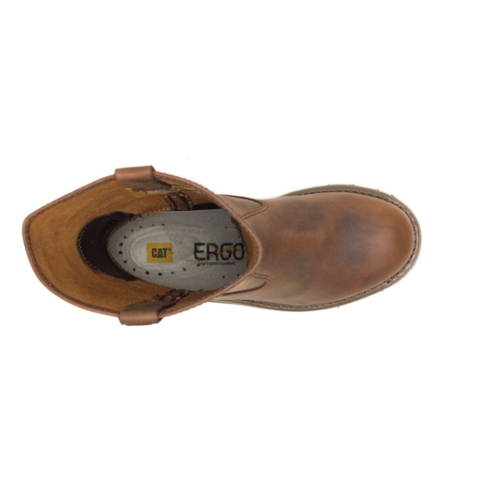Cat Shoes Bottes De Travail Revolver à Embout D\acier Pour Femmes Beige Foncé
