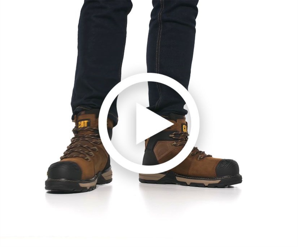 Cat Shoes Hommes Excavatrice Superlite Carbone Composite Orteil Botte De Travail Marron Foncé