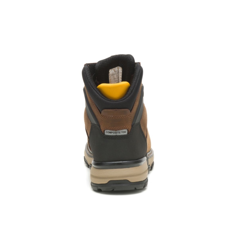 Cat Shoes Hommes Excavatrice Superlite Carbone Composite Orteil Botte De Travail Marron Foncé