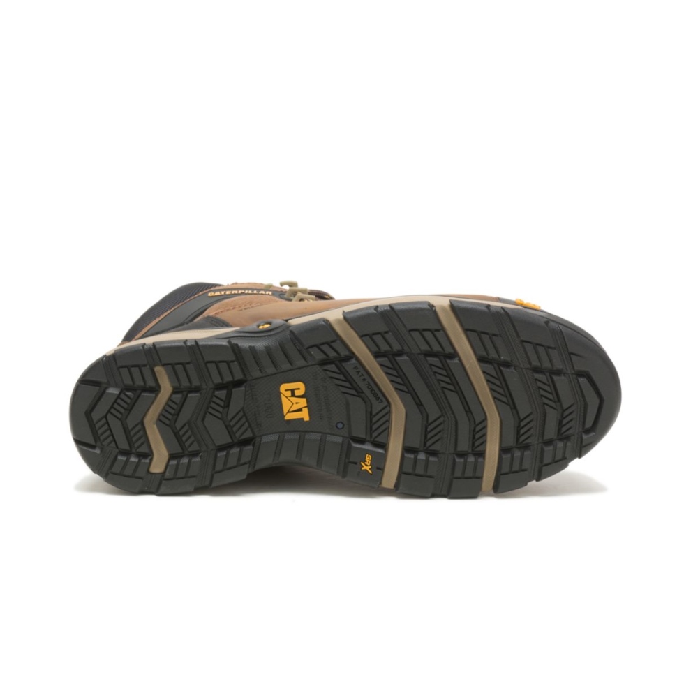 Cat Shoes Hommes Excavatrice Superlite Carbone Composite Orteil Botte De Travail Marron Foncé
