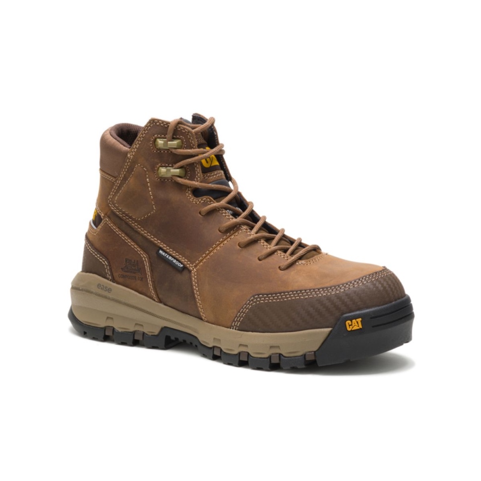 Chaussures De Chat Beige Foncé Dispositif Pour Hommes Imperméable à L\eau à Bout Composite Botte De Travail