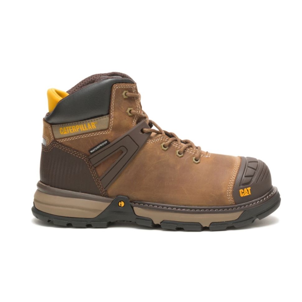Chaussures De Chat Beige Foncé Pelle Pour Hommes Superlite Botte De Travail Imperméable à Bout Souple
