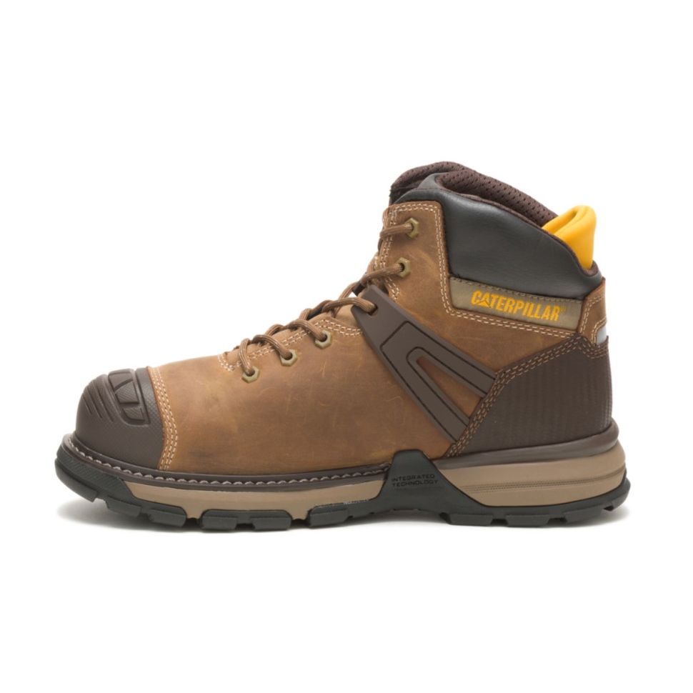 Chaussures De Chat Beige Foncé Pelle Pour Hommes Superlite Botte De Travail Imperméable à Bout Souple