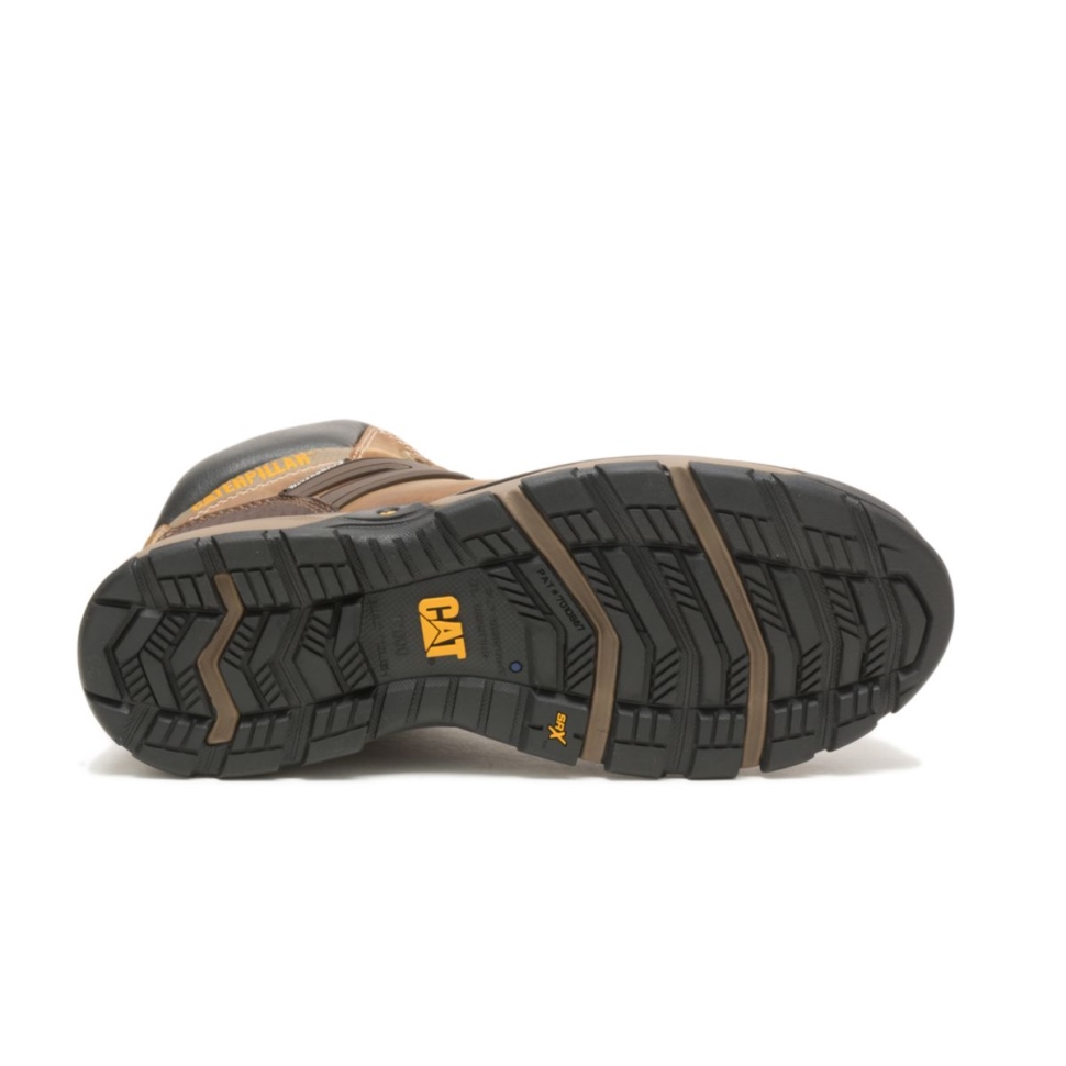 Chaussures De Chat Beige Foncé Pelle Pour Hommes Superlite Botte De Travail Imperméable à Bout Souple