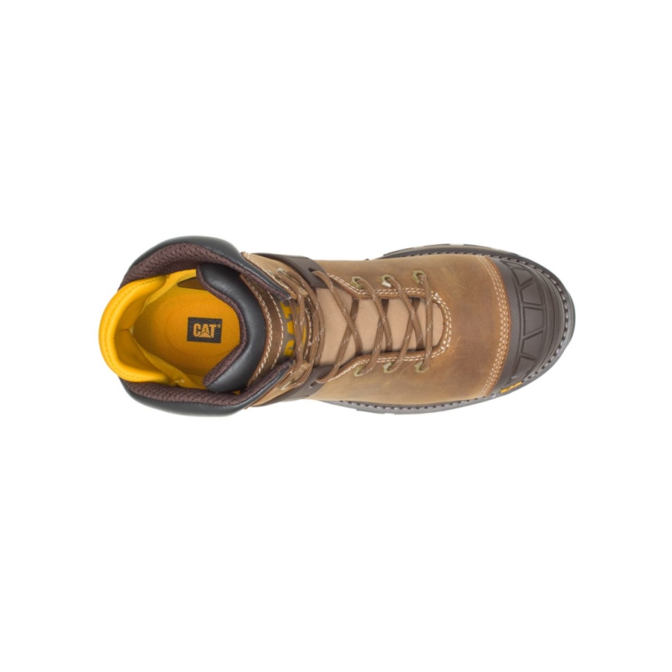 Chaussures De Chat Beige Foncé Pelle Pour Hommes Superlite Botte De Travail Imperméable à Bout Souple