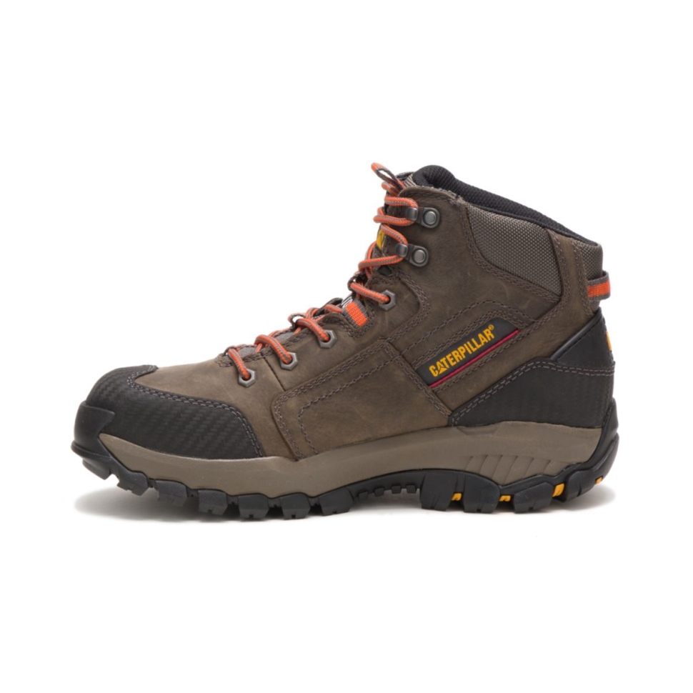 Chaussures De Chat Bottes De Travail Navigator Mid Imperméables à Embout D\acier Pour Hommes Gris Mouette Foncé