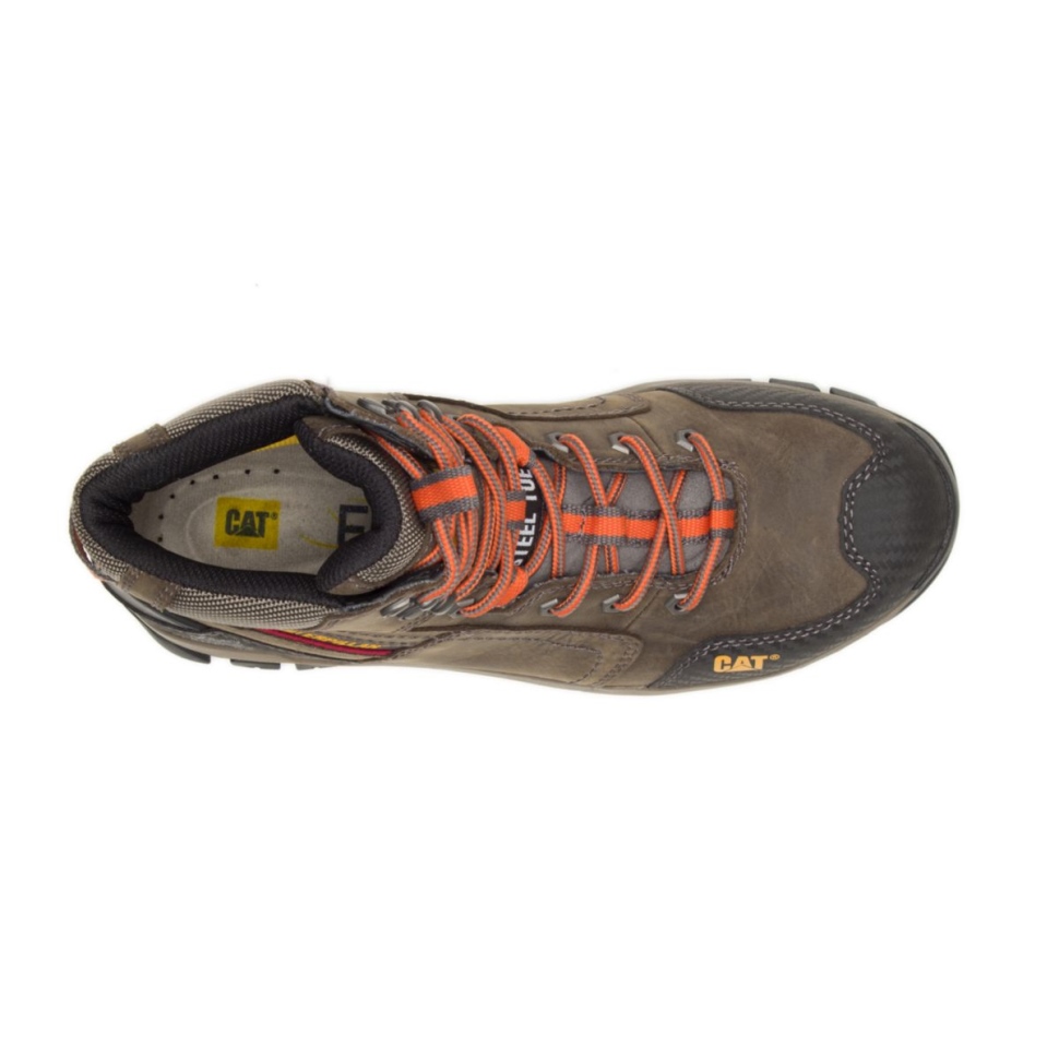 Chaussures De Chat Bottes De Travail Navigator Mid Imperméables à Embout D\acier Pour Hommes Gris Mouette Foncé