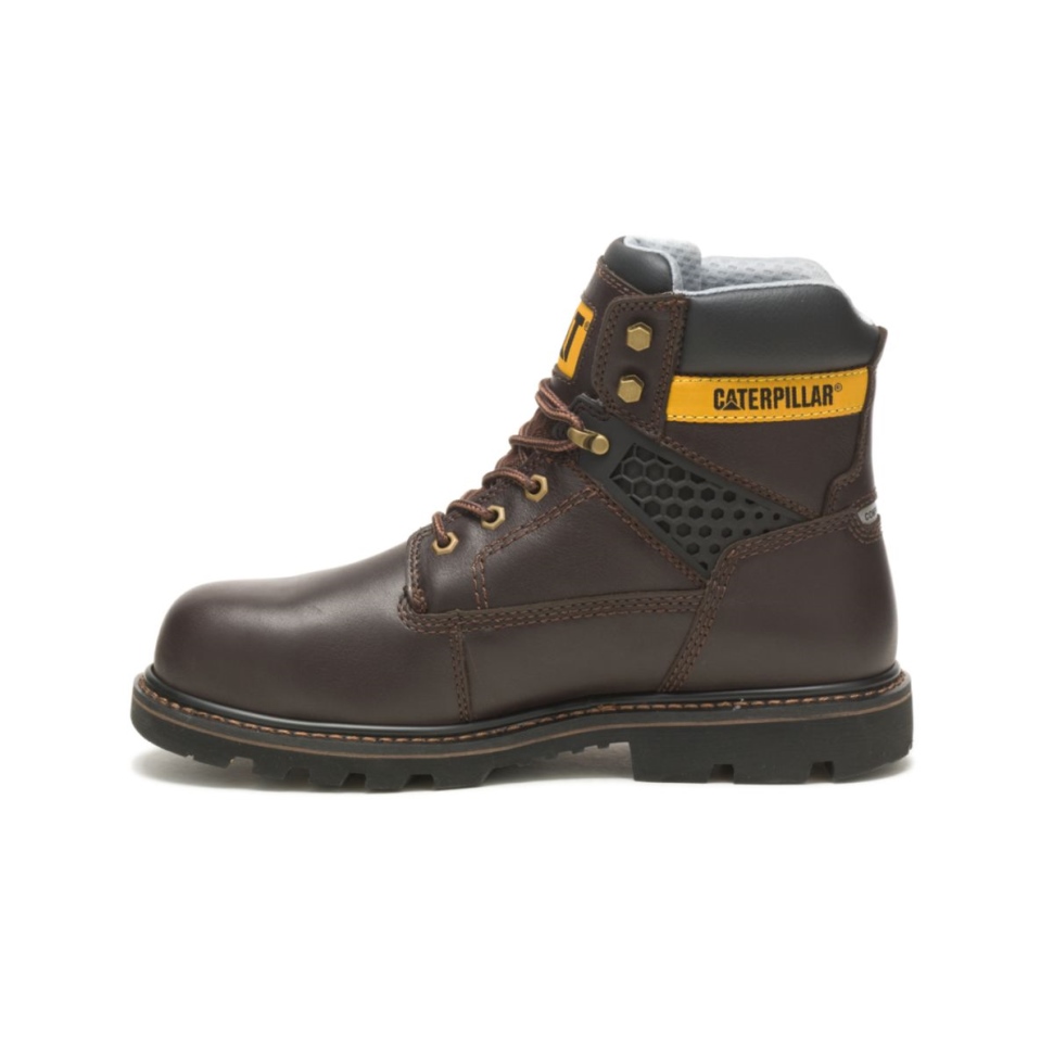 Chaussures De Chat Brun Foncé Structure Pour Hommes Cool Botte De Travail à Bout Composite