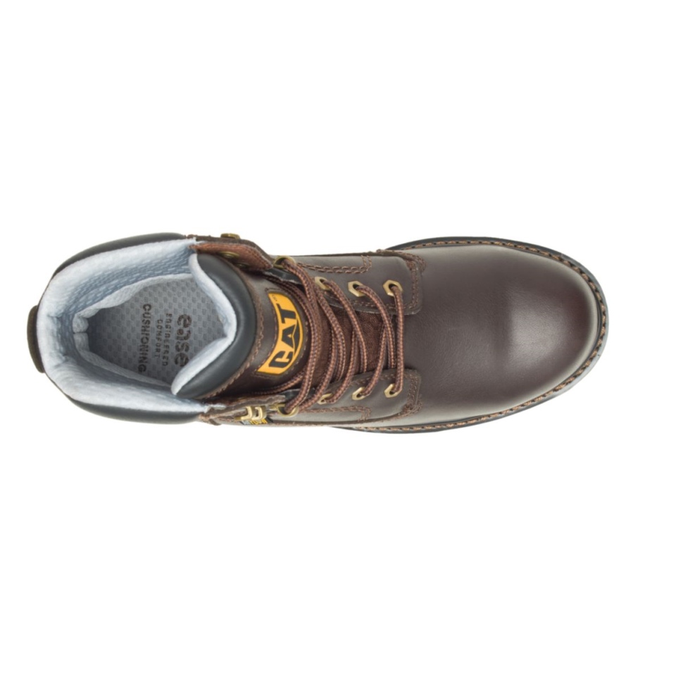 Chaussures De Chat Brun Foncé Structure Pour Hommes Cool Botte De Travail à Bout Composite
