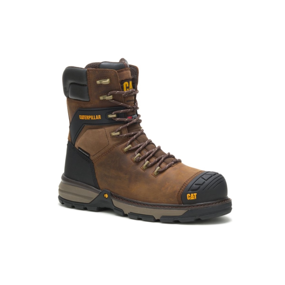 Chaussures De Chat Marron Foncé Pelle Pour Hommes Superlite 8\ Botte De Travail à Embout En Composite De Carbone