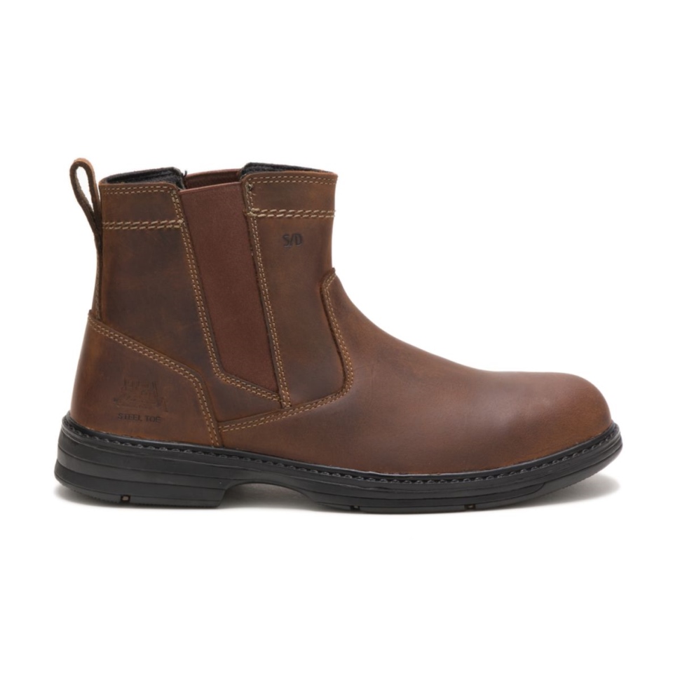 Chaussures De Chat Marron Pour Hommes Hériter De Bottes De Travail à Bout En Acier