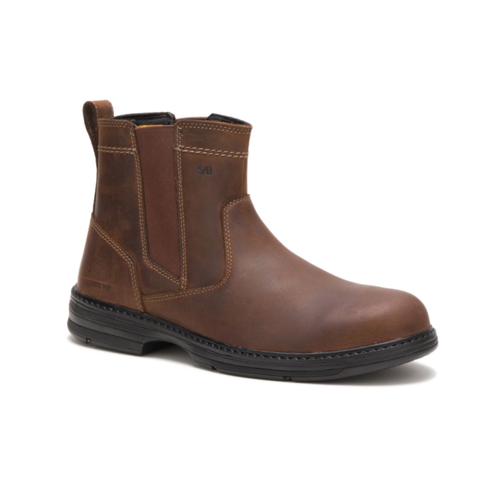 Chaussures De Chat Marron Pour Hommes Hériter De Bottes De Travail à Bout En Acier