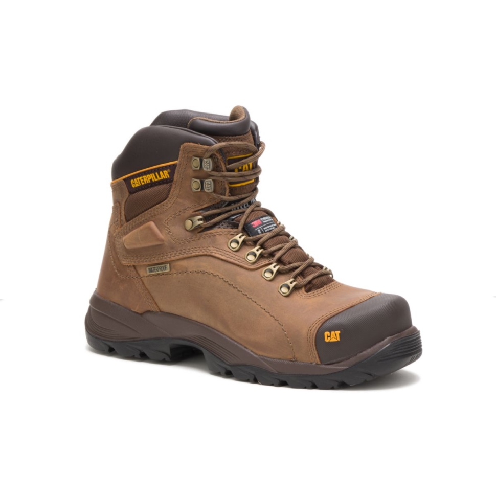 Chaussures De Chat Pour Hommes Diagnostic Salut étanche Thinsulate Embout D\acier Botte De Travail Beige Foncé