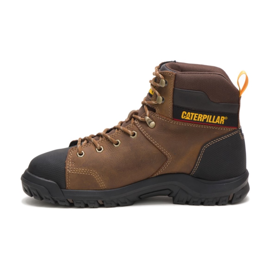 Chaussures De Chat Wellspring Pour Hommes Protection Métatarsienne Imperméable Bout En Acier Botte De Travail Marron Véritable
