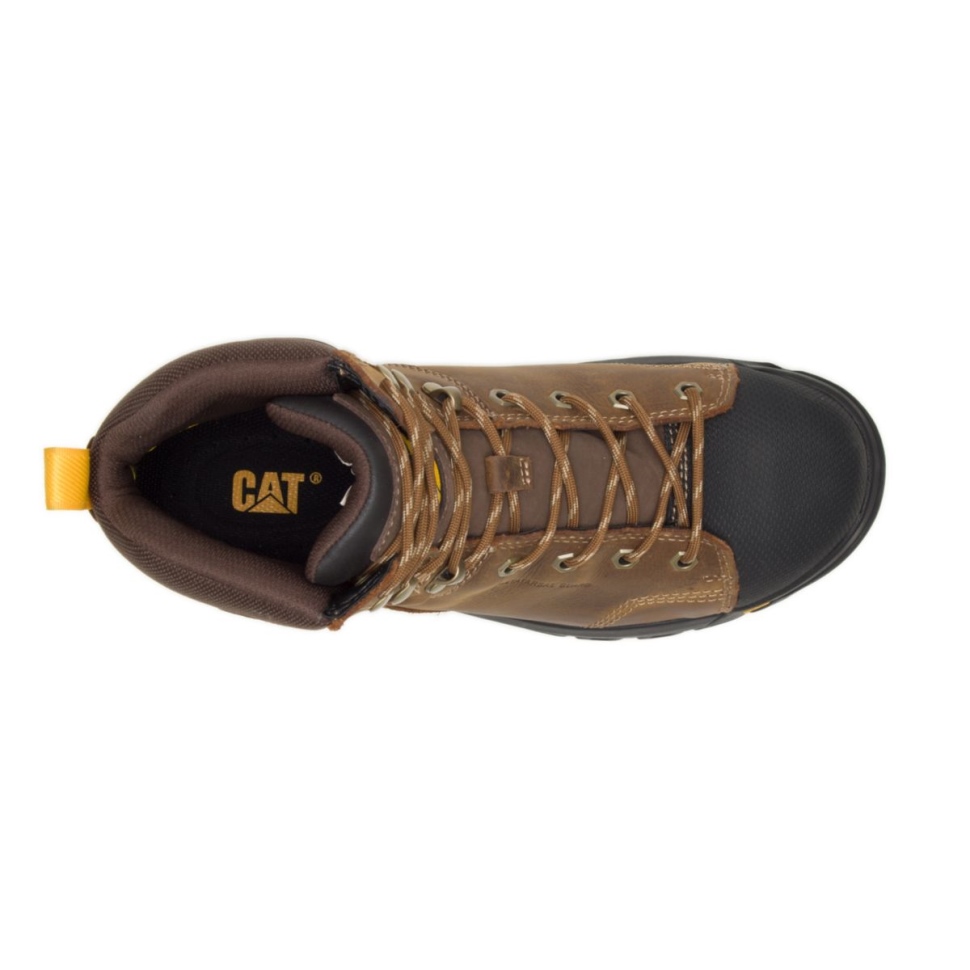Chaussures De Chat Wellspring Pour Hommes Protection Métatarsienne Imperméable Bout En Acier Botte De Travail Marron Véritable