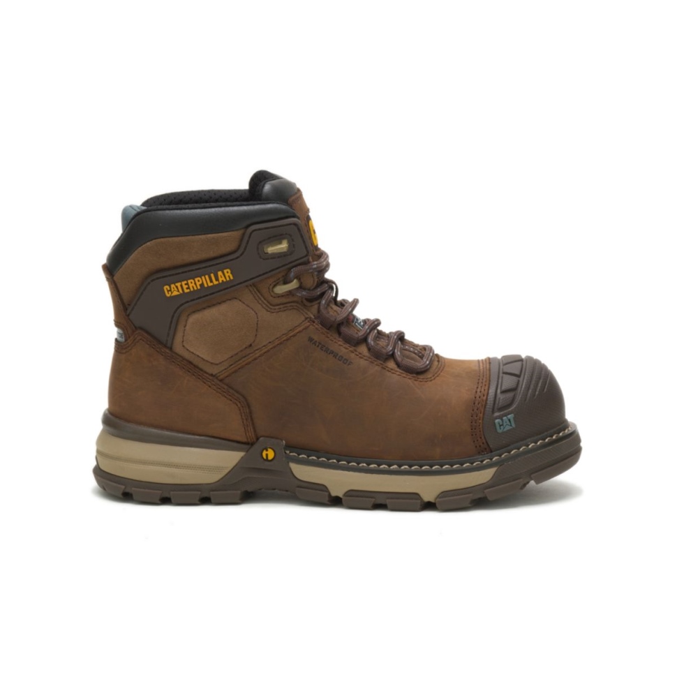 Marron Foncé Pelle Femme Superlite Carbone Composite Orteil Botte De Travail Chat Chaussures