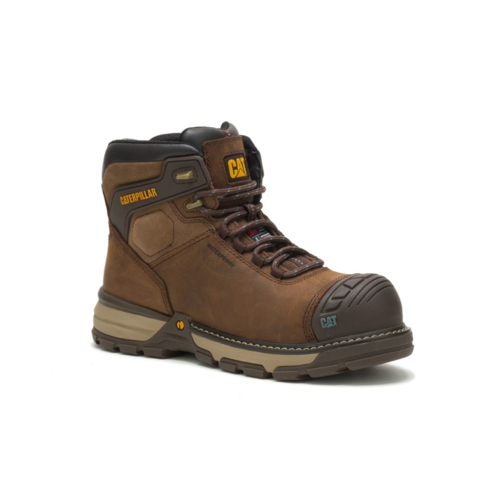 Marron Foncé Pelle Femme Superlite Carbone Composite Orteil Botte De Travail Chat Chaussures