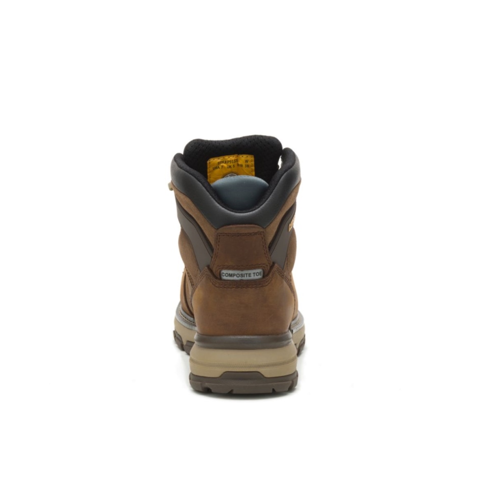 Marron Foncé Pelle Femme Superlite Carbone Composite Orteil Botte De Travail Chat Chaussures