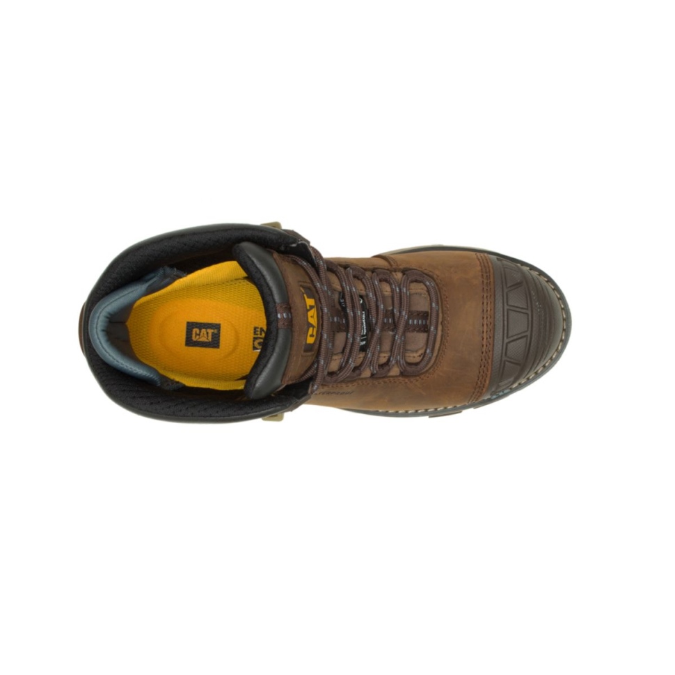 Marron Foncé Pelle Femme Superlite Carbone Composite Orteil Botte De Travail Chat Chaussures