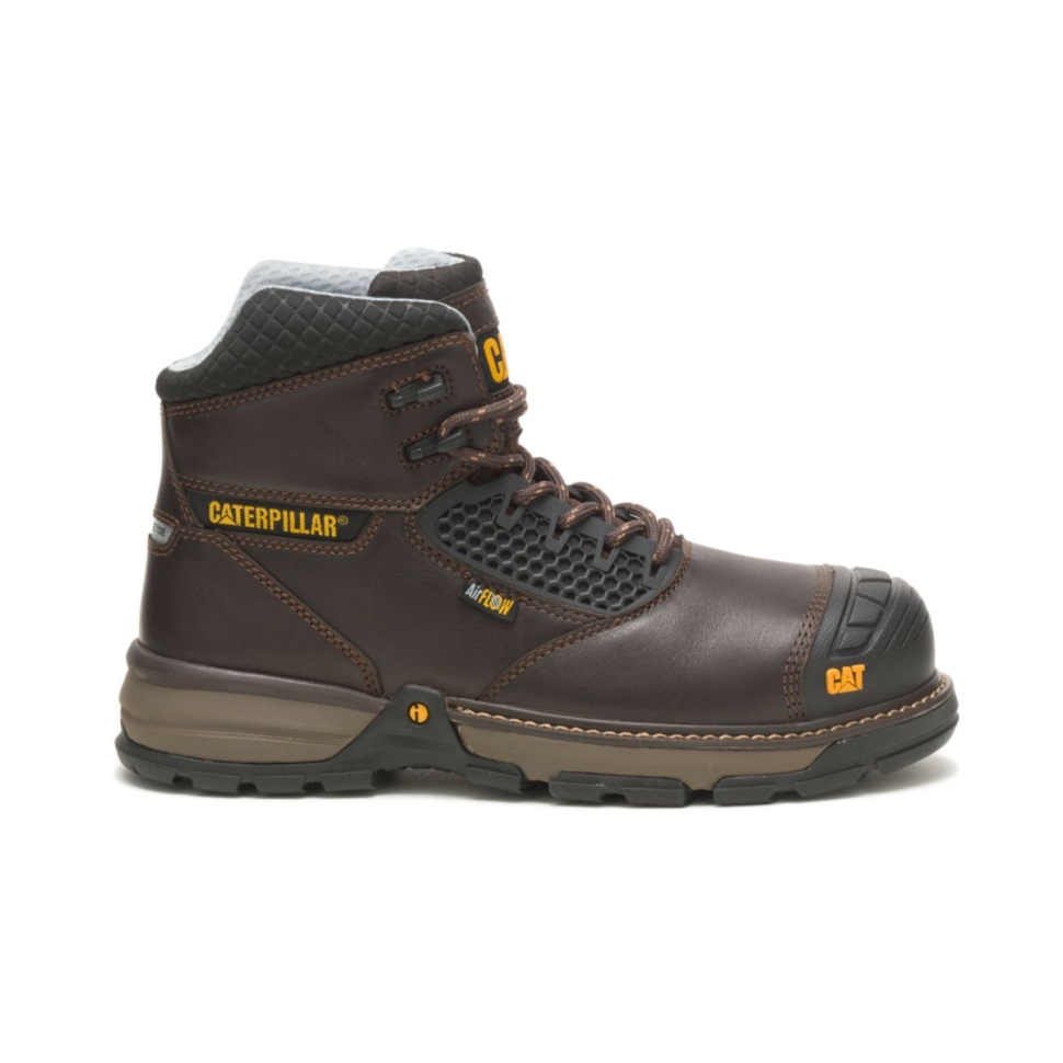 Marron Foncé Pelle Pour Hommes Superlite Cool Carbone Composite Orteil Botte De Travail Chat Chaussures