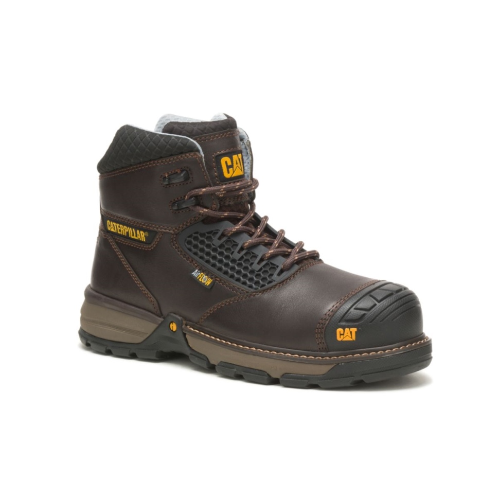 Marron Foncé Pelle Pour Hommes Superlite Cool Carbone Composite Orteil Botte De Travail Chat Chaussures