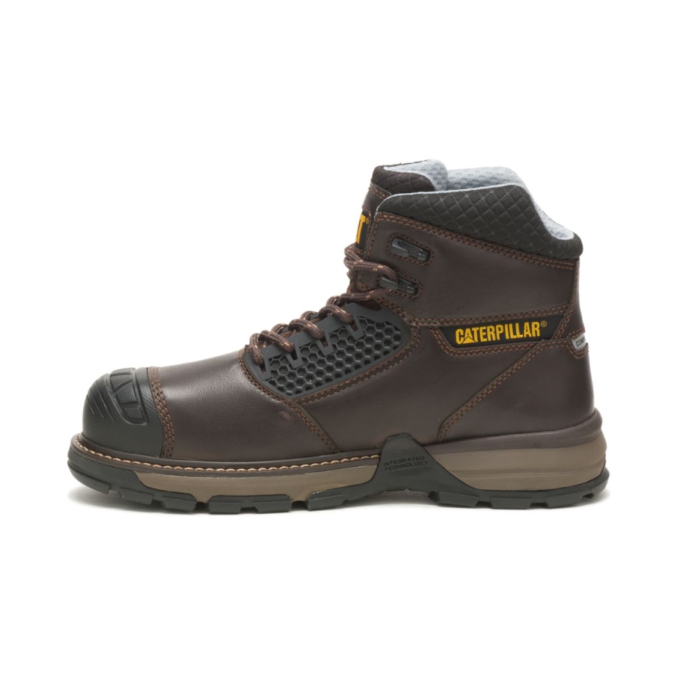 Marron Foncé Pelle Pour Hommes Superlite Cool Carbone Composite Orteil Botte De Travail Chat Chaussures