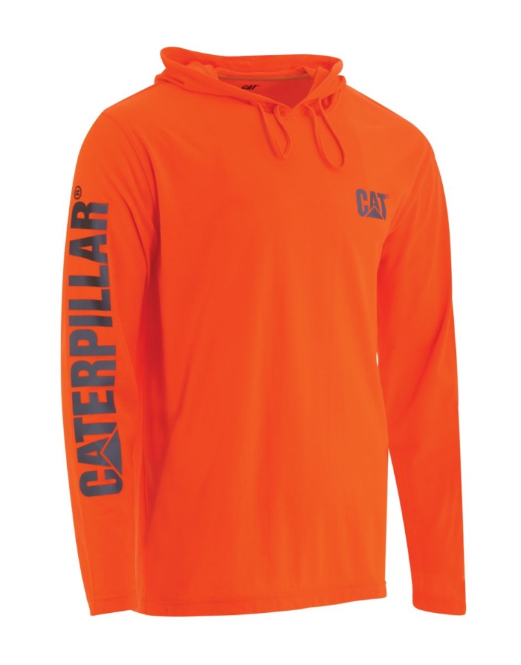 T-shirt à Capuche à Manches Longues Pour Hommes Orange Hivis Upf Cat Shoes