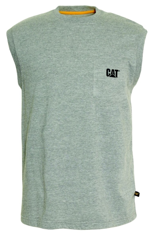 T-shirt à Poche Sans Manches Pour Hommes Gris Chiné Chaussures De Chat