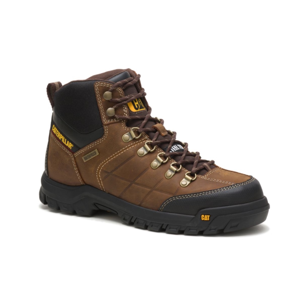 Véritable Marron Hommes Seuil Imperméable à L\eau Acier Orteil Botte De Travail Chaussures De Chat